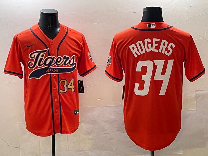 Men Detroit Tigers #34 Rogers Orange Joint Name Game 2025 Nike MLB Jersey style 2->detroit tigers->MLB Jersey